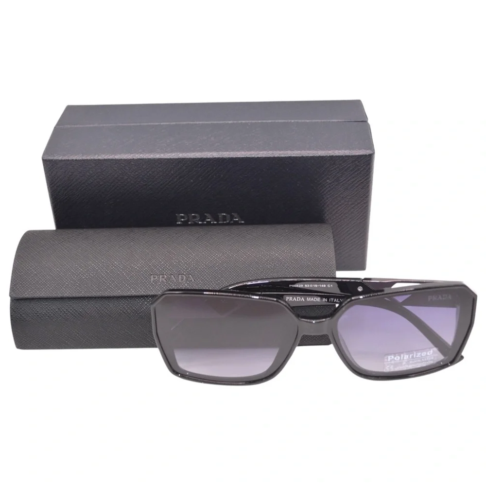 Prada Women’s Polarized Sunglasses | Black/Gunmetal | Gray-Purple Gradient - Picture 13 of 16